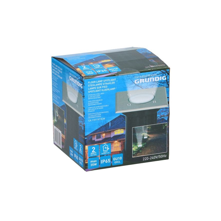Grundig 07540 - Udendørslampe til indkørsel 1xGU10/35W/230V IP65 firkantet
