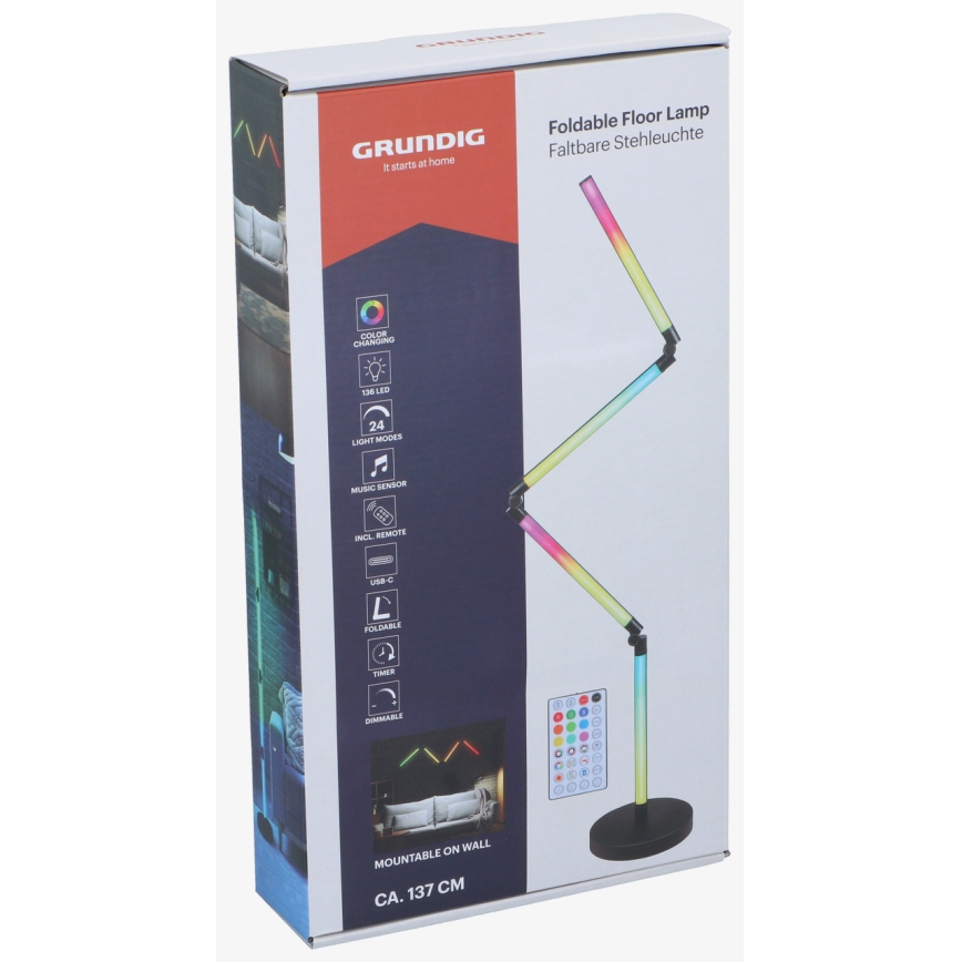 Grundig - LED RGB dæmpbar gulvlampe 2-i-1 LED/230V + fjernbetjening