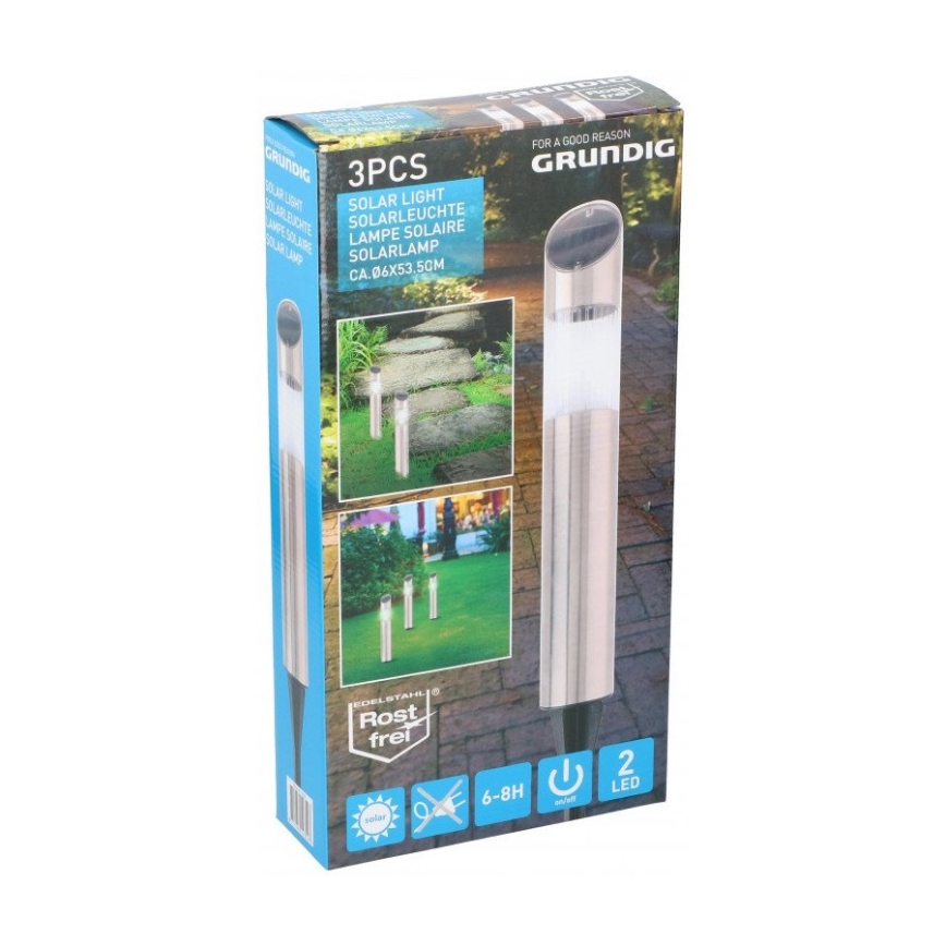 Grundig - 3x LED solcellelampe LED/1,2V 600 mAh