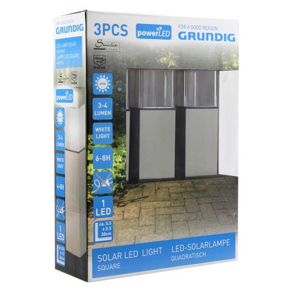 Grundig 90048 - SÆT 3x Solcellelampe LED/5,5x28cm 1xAAA 600 mAh