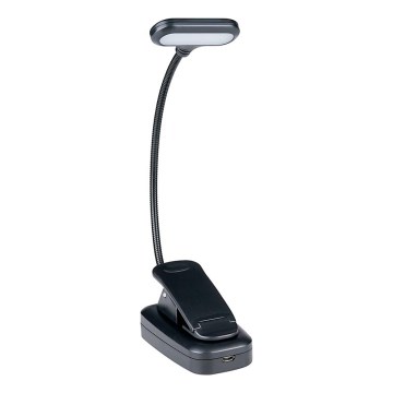 Grundig - Genopladelig LED-bordlampe med klemme, 5 V, 400 mAh, sort