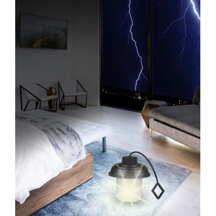 Grundig - LED campinglygte LED/3xAA 3000/4500/6000K IP44 sort