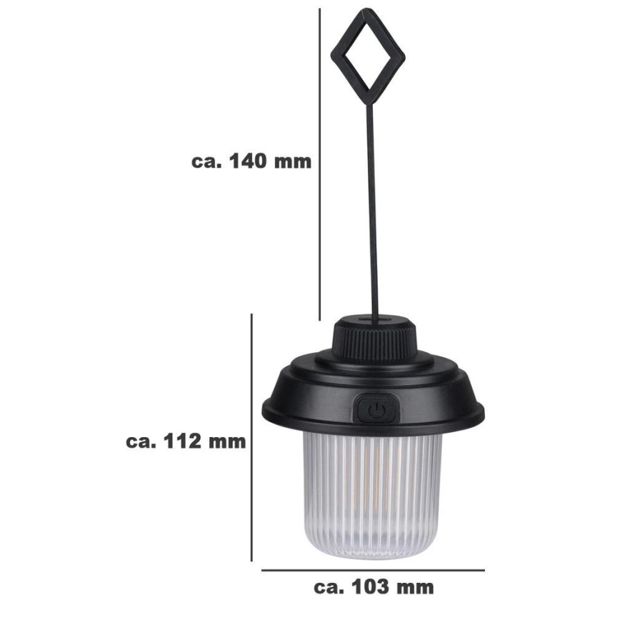 Grundig - LED campinglygte LED/3xAA 3000/4500/6000K IP44 sort