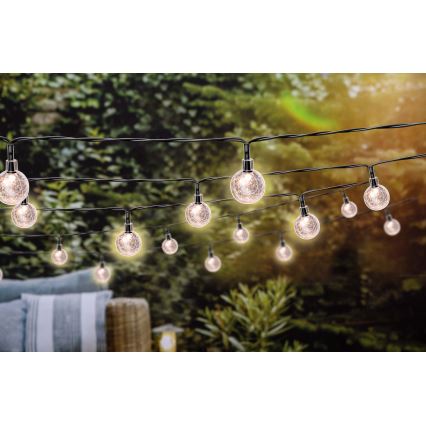 Grundig - LED Dæmpbar soldrevet kæde 50xLED/8 funktioner 9,35 m IP44 varm hvid + fjernbetjening