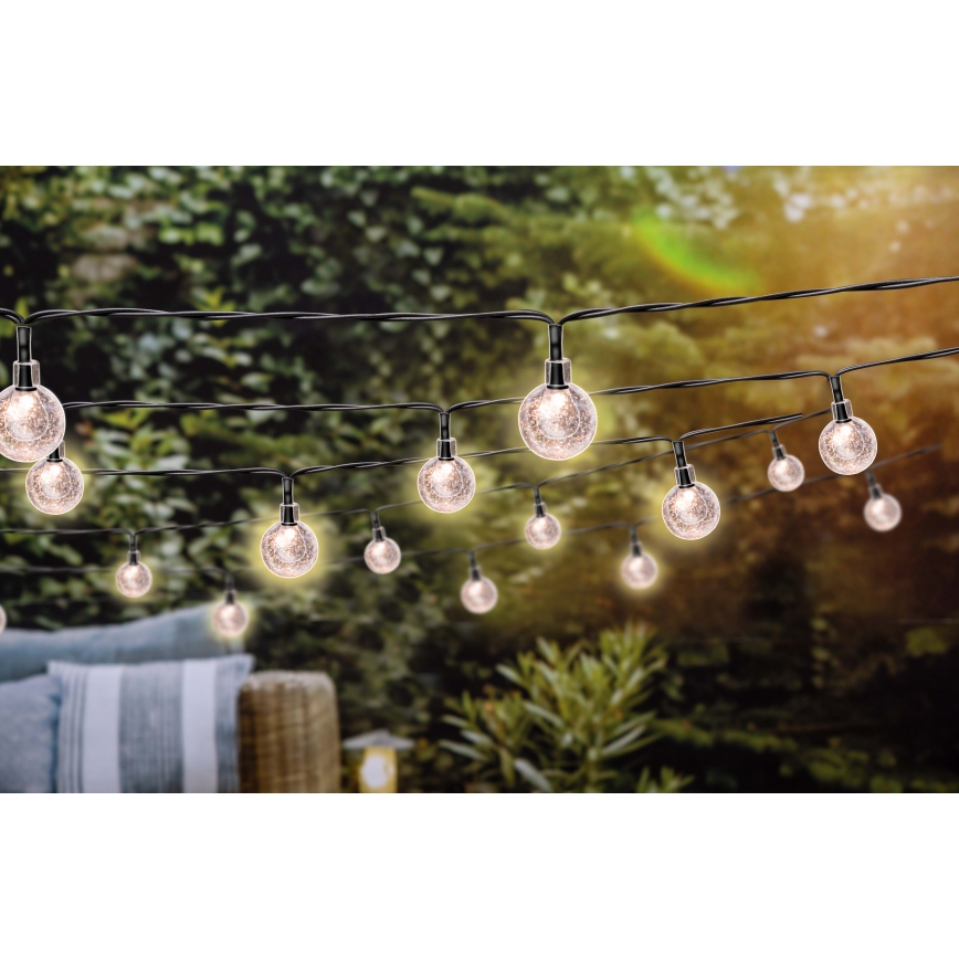 Grundig - LED Dæmpbar soldrevet kæde 50xLED/8 funktioner 9,35 m IP44 varm hvid + fjernbetjening