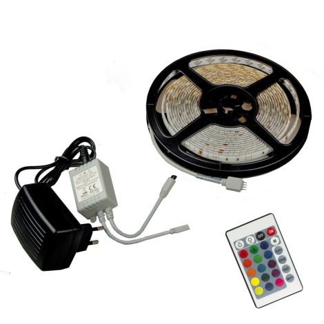 Grundig - LED lysbånd dæmpbart RGB-farver 5 m LED/24W/230V + fjernbetjening