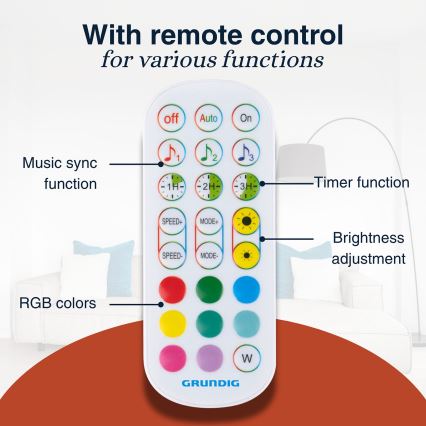 Grundig - LED RGBW dæmpbar gulvlampe LED/6W/230V + fjernbetjening