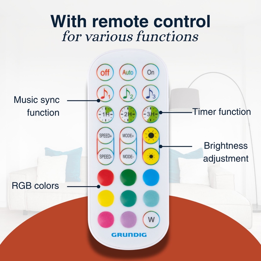 Grundig - LED RGBW dæmpbar gulvlampe LED/6W/230V + fjernbetjening