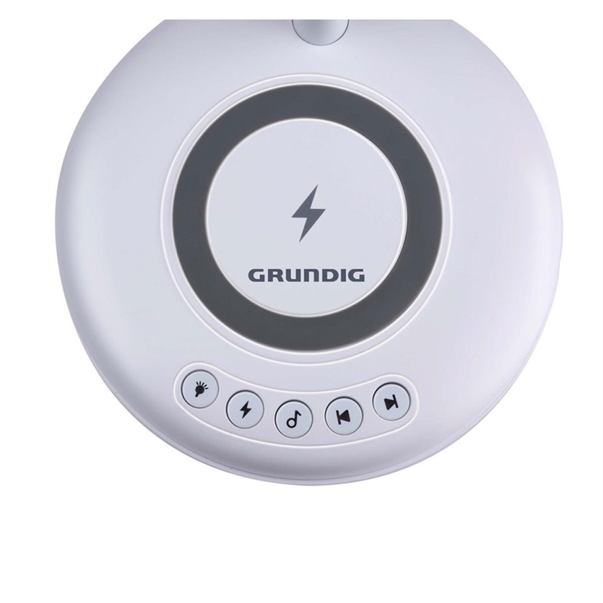 Grundig - LED-bordlampe med trådløs opladning og indbygget højttaler 3-i-1 LED/15W/5V