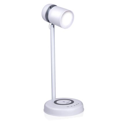 Grundig - LED-bordlampe med trådløs opladning og indbygget højttaler 3-i-1 LED/15W/5V