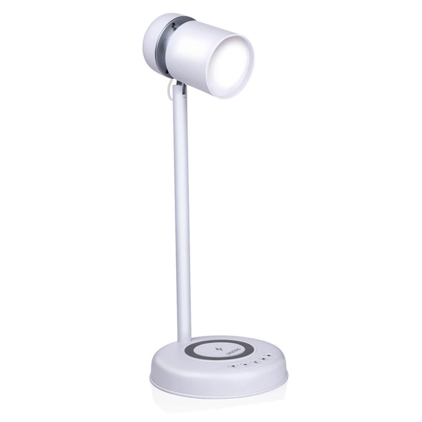 Grundig - LED-bordlampe med trådløs opladning og indbygget højttaler 3-i-1 LED/15W/5V