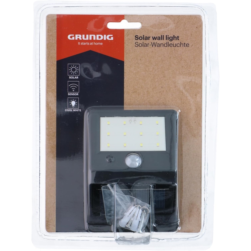 Grundig - LED solcelledrevet væglampe med bevægelsessensor LED/1,2V 600 mAh IP44
