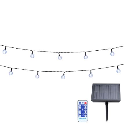 Grundig - LED dæmpbar solcellekæde 50xLED/8 funktioner 9,35m varm hvid 1200 mAh + fjernbetjening