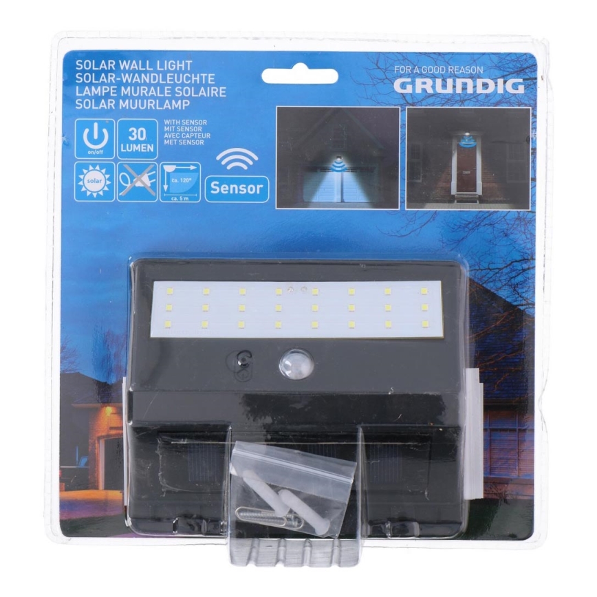 Grundig - LED solcellelampe med sensor 1xLED/0,25W/1xAA 300 mAh
