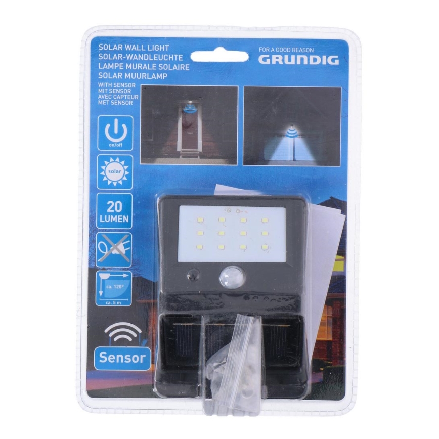 Grundig - LED solcellelampe med sensor 1xLED/0,25W/1xAA 600 mAh