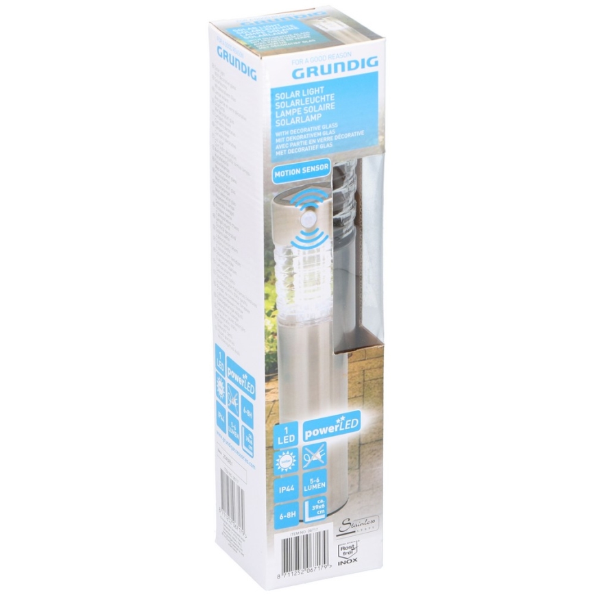 Grundig - LED solcellelampe med sensor 1xLED/1,2V 600 mAh IP44