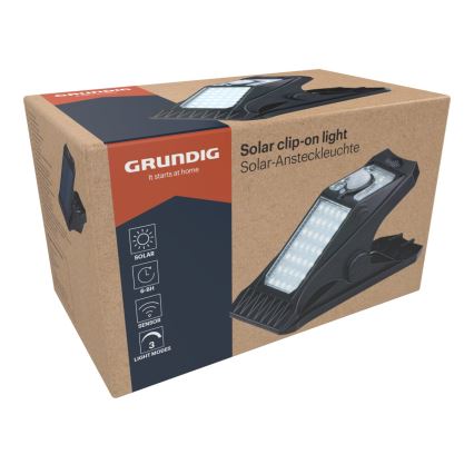 Grundig - LED solcellelampe med sensor CLIP-ON LED/9W/3,7V IP44