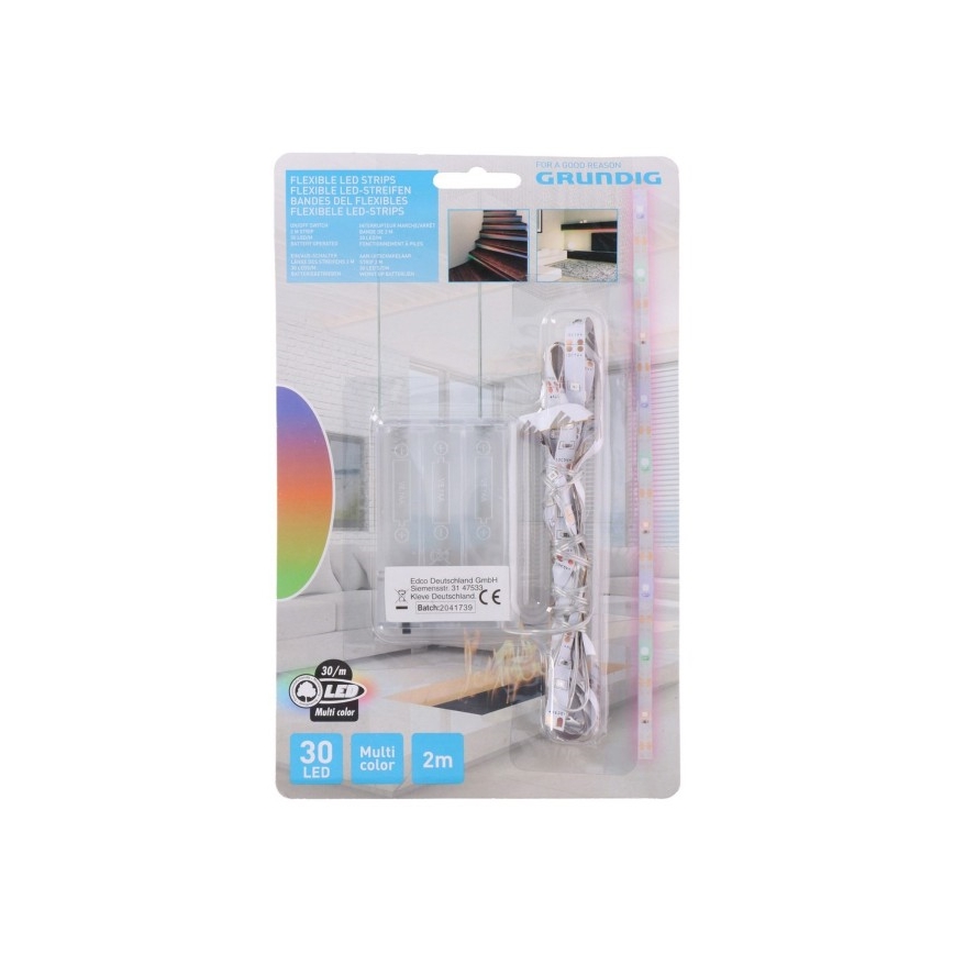 Grundig - LED strip 2 m LED/3xAA flerfarvet