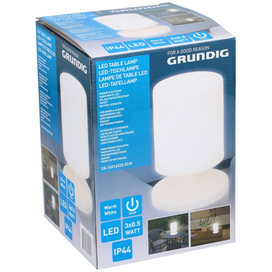 Grundig - LED udendørs bordlampe 3xLED/0,5W/3xAA-LR6 IP44