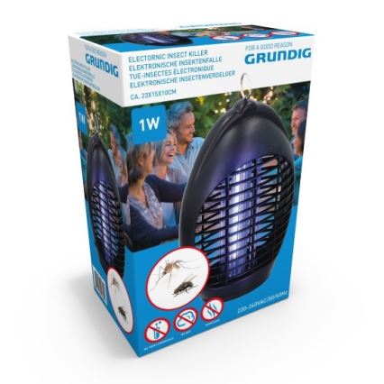 Grundig - LED UV udendørslampe med insektfælde LED/1W/230V