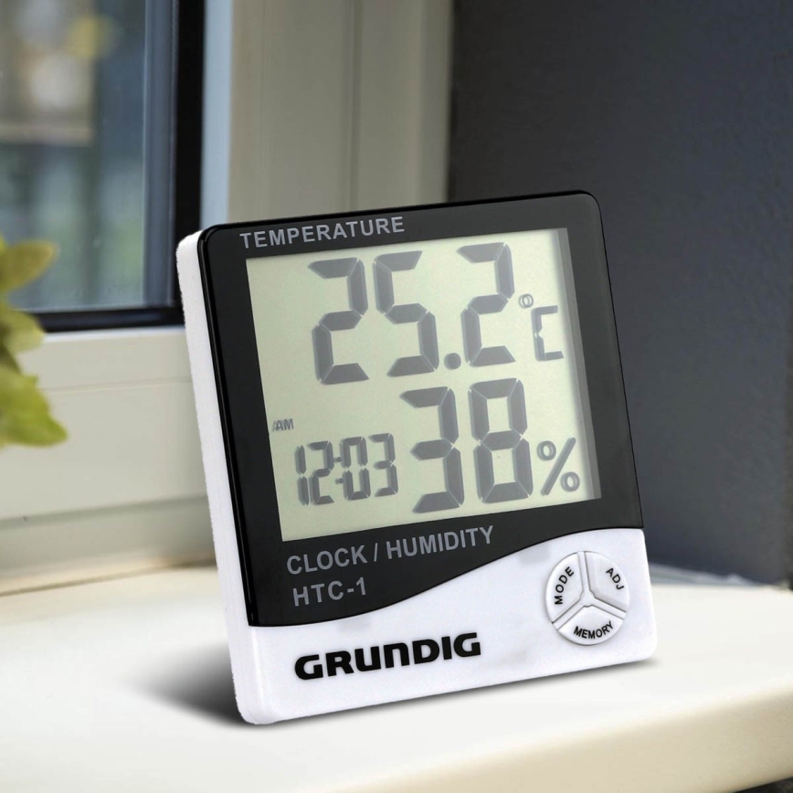 Grundig - Vejrstation med vækkeur 1xAAA