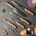 Gudaro - 5-pak damaskus køkkenknive TAKUMI med knivblok og fjerkræsaks