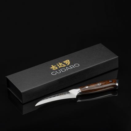 Gudaro -Damaskus-frugtkniv FENG 3,5, 67 lag damaskusstål, længde 9,5cm