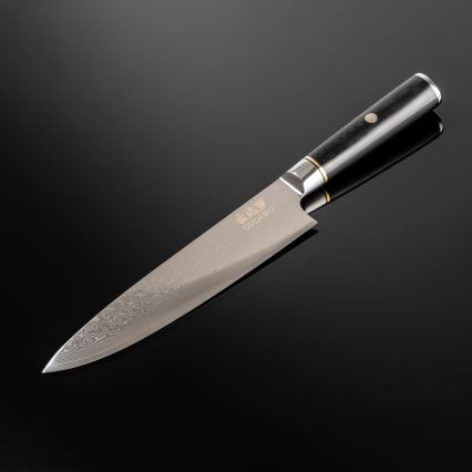 Gudaro - Damaskus kokkekniv AKIRO 8, 67-lags stål, bladlængde 20 cm, sort