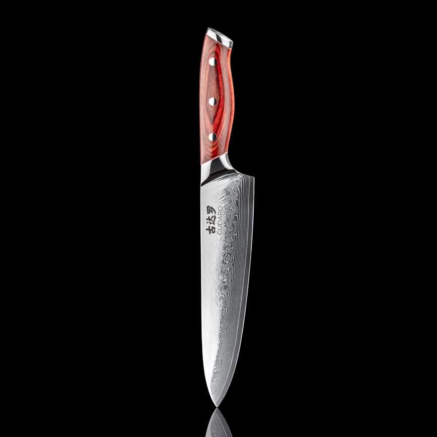 Gudaro - Damaskus kokkekniv KENSHO 8, 67-lags stål, bladlængde 20 cm