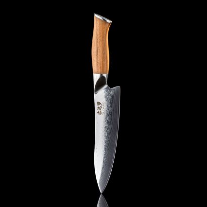 Gudaro - Damaskus kokkekniv TAKUMI 8, 67-lags stål, længde 20 cm, valnød