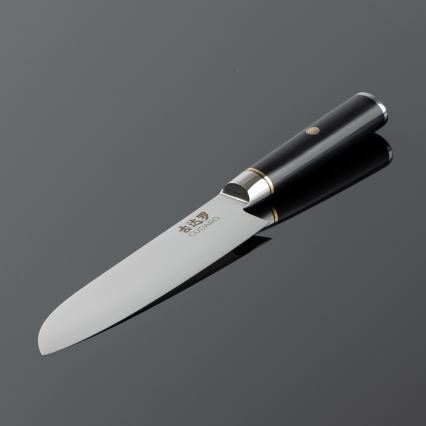 Gudaro - Santoku-køkkenkniv i damaskusstål AKIRO 7, 67-lags stål, klingelængde 17,5 cm, sort
