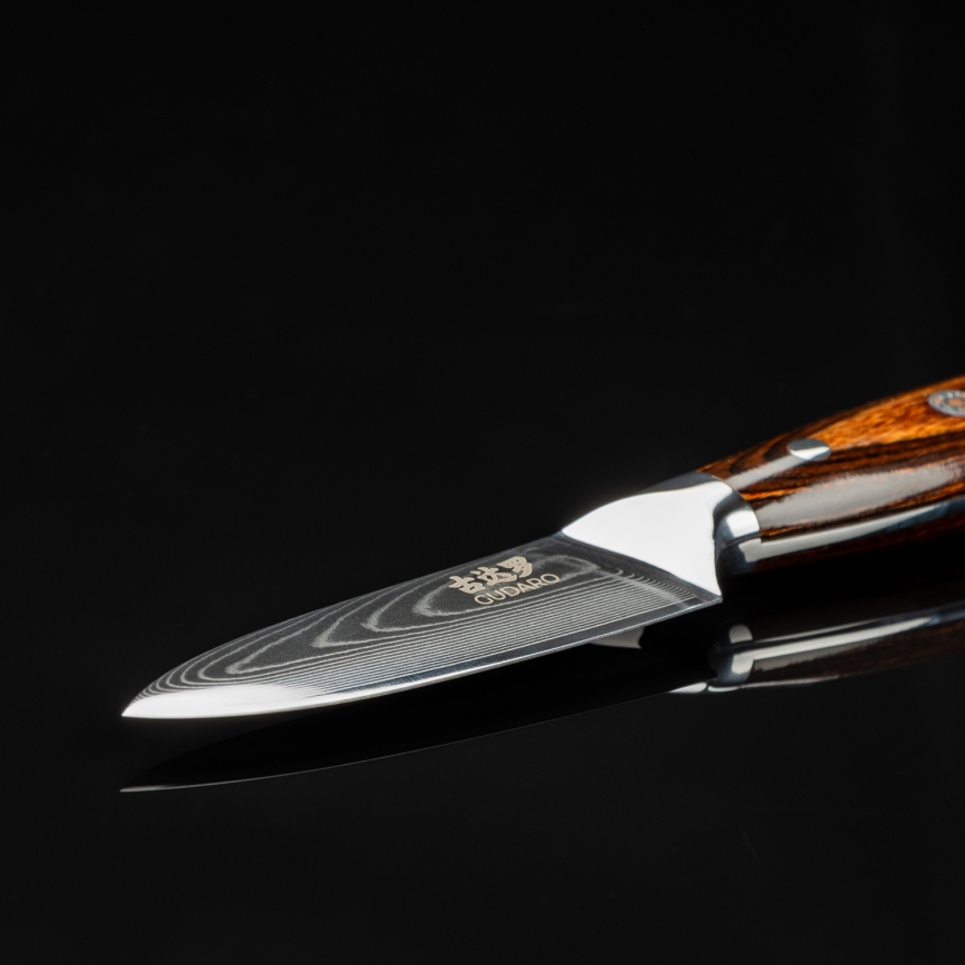 Gudaro - Damaskus-køkkenkniv FENG 3,5, 67-lags stål, længde 9,5 cm