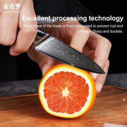 Gudaro - Damaskus-køkkenkniv KENSHO 3,5, 67 lag stål, længde 9,5 cm