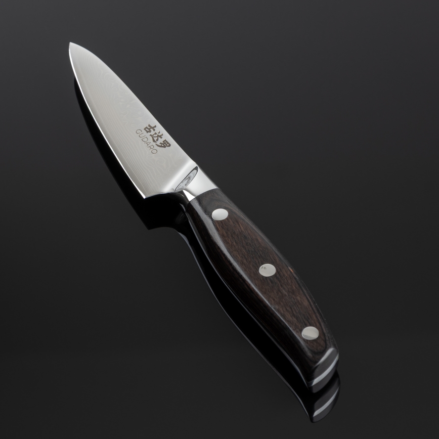 Gudaro - Damaskus-køkkenkniv SHIRO 3,5, 67-lags stål, bladlængde 9,5 cm