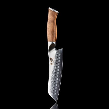Gudaro - Santoku køkkenkniv TAKUMI 7, i 67-lags damaskusstål, længde 17,5 cm, valnøddetræ