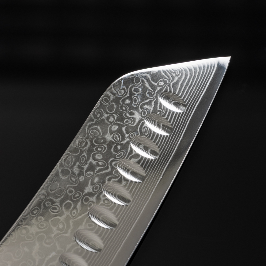 Gudaro - Santoku køkkenkniv TAKUMI 7, i 67-lags damaskusstål, længde 17,5 cm, valnøddetræ