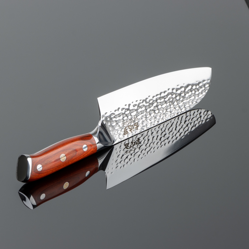 Gudaro - Santoku-køkkenkniv i damaskusstål MIYABI 7, 67 lag stål, længde 17,5 cm