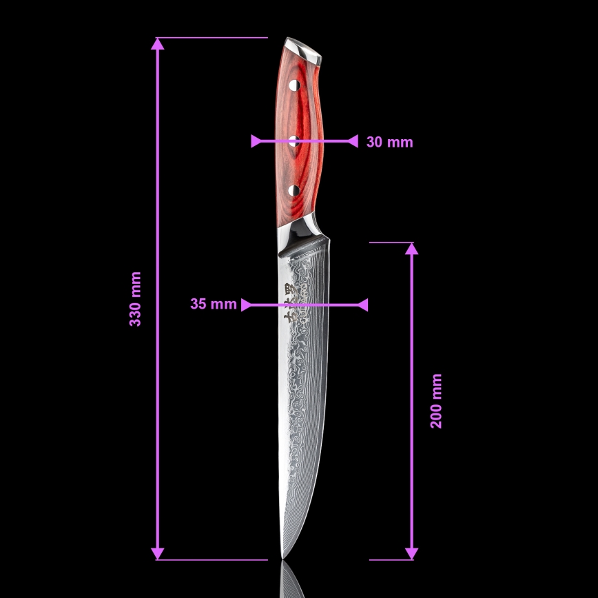 Gudaro - Damaskus udskæringskniv KENSHO 8, 67 lag stål, længde 20 cm