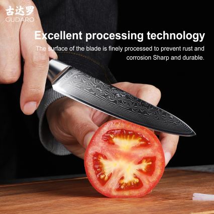 Gudaro - Damaskus allround køkkenkniv KENSHO 5, 67-lags stål, længde 12,5 cm