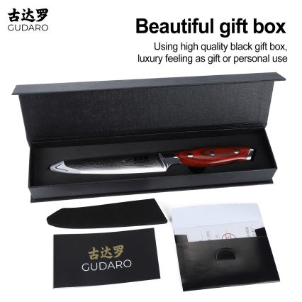 Gudaro - Damaskus allround køkkenkniv KENSHO 5, 67-lags stål, længde 12,5 cm