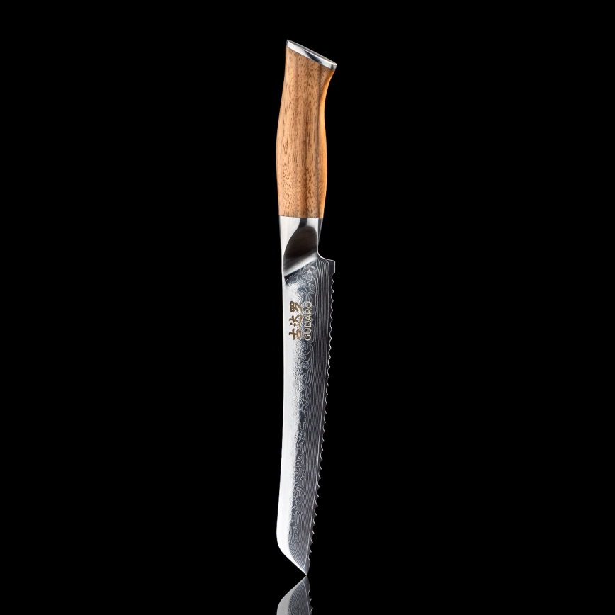 Gudaro - Damaskus brødkniv TAKUMI 8, 67 lag stål, længde 20 cm, valnøddetræ