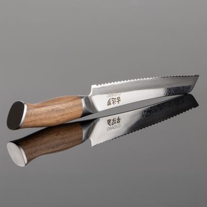 Gudaro - Damaskus brødkniv TAKUMI 8, 67 lag stål, længde 20 cm, valnøddetræ