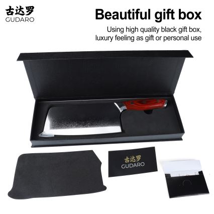 Gudaro - Damaskusstål køkkenøkse KENSHO 6,5, 67 lag stål, længde 16,2 cm