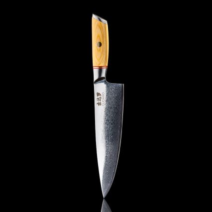 Gudaro - HIKARI kokkekniv i damaskusstål 8, 67 lag stål, klingelængde 20 cm