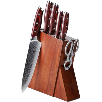 Gudaro - KENSHO 7-delt knivsæt med blok i akacietræ