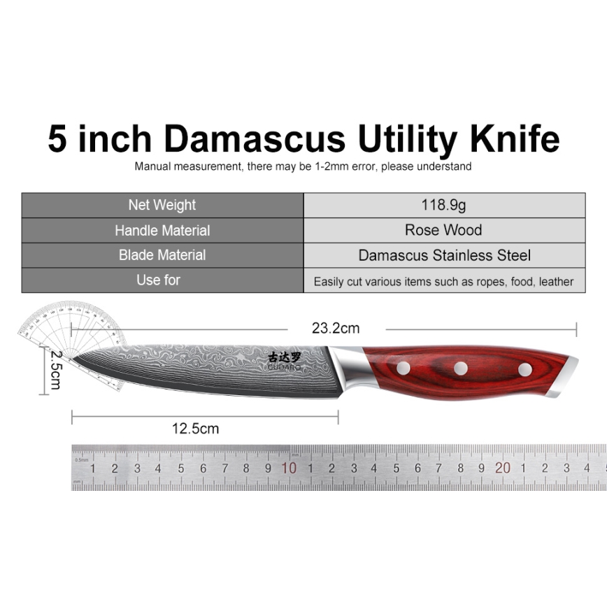Gudaro - KENSHO 7-delt knivsæt med blok i akacietræ