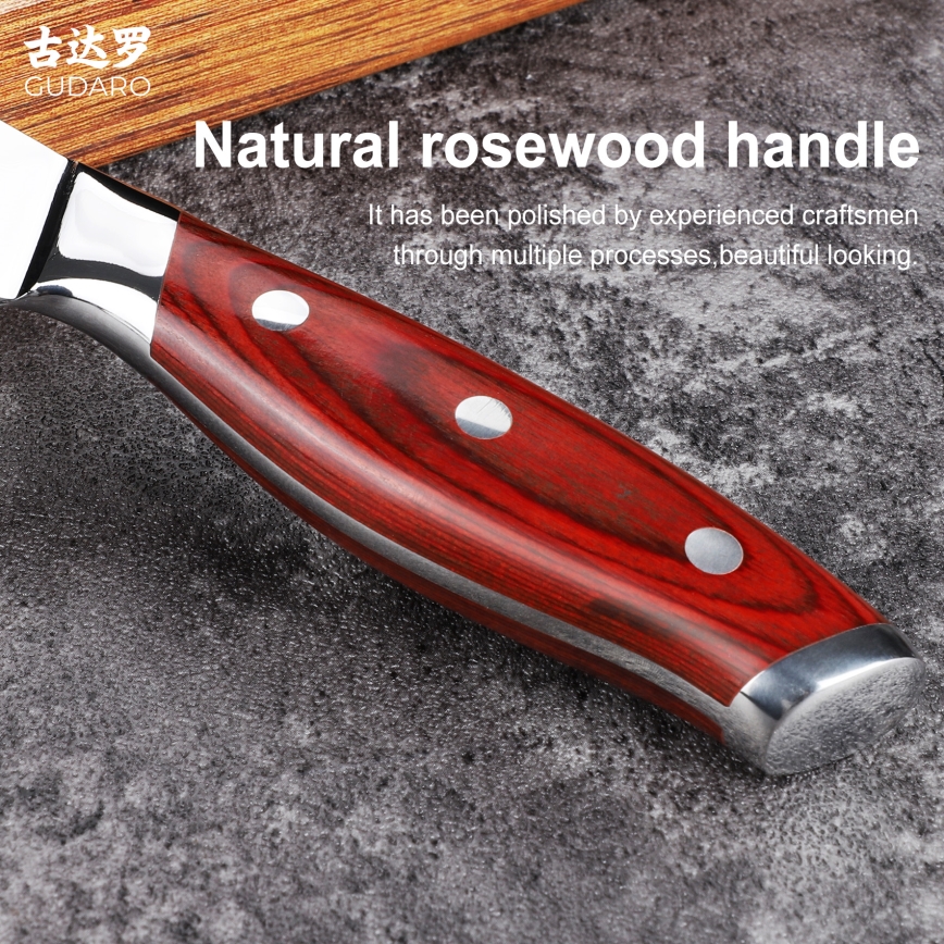 Gudaro - KENSHO udbeningskniv i damaskusstål 6, 67-lags stål, længde 15 cm