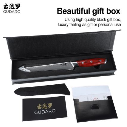 Gudaro - KENSHO udbeningskniv i damaskusstål 6, 67-lags stål, længde 15 cm