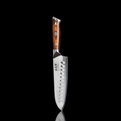 Gudaro - SÆT 1x chefkniv FENG 8, i damaskusstål (67 lag), længde 20 cm + 1x Santoku-kniv FENG 7,5, i damaskusstål (67 lag), længde 18 cm + 1x GRATIS frugtkniv FENG 3,5, i damaskusstål (67 lag), længde 9,5 cm
