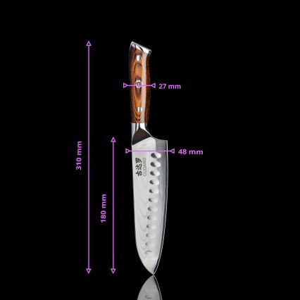 Gudaro - SÆT 1x chefkniv FENG 8, i damaskusstål (67 lag), længde 20 cm + 1x Santoku-kniv FENG 7,5, i damaskusstål (67 lag), længde 18 cm + 1x GRATIS frugtkniv FENG 3,5, i damaskusstål (67 lag), længde 9,5 cm